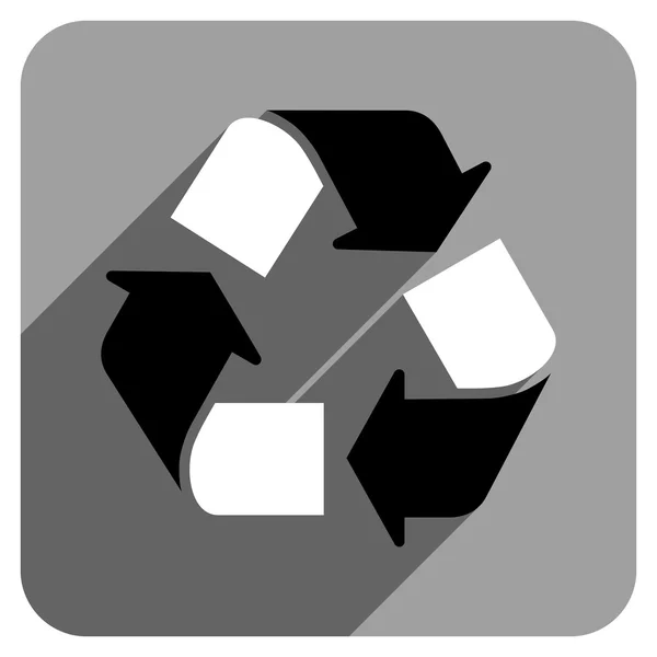 Recycling flachen quadratischen Symbol mit langem Schatten — Stockvektor
