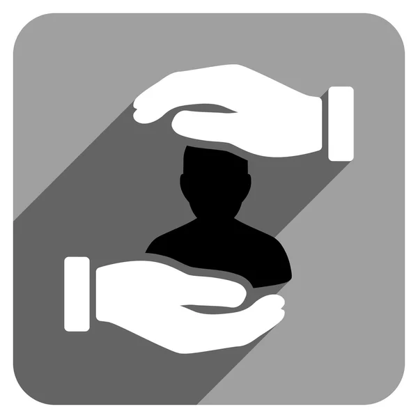 Patient Insurance Hands Flat Square Icon with Long Shadow — Stockvector