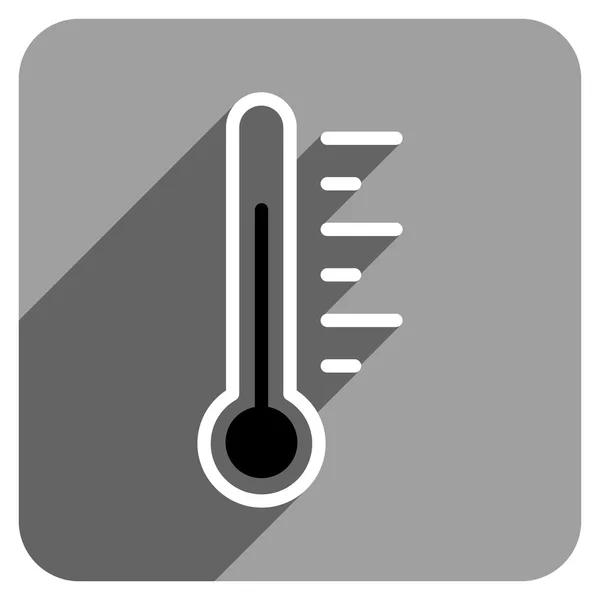 Ícone quadrado plano do nível da temperatura com sombra longa —  Vetores de Stock