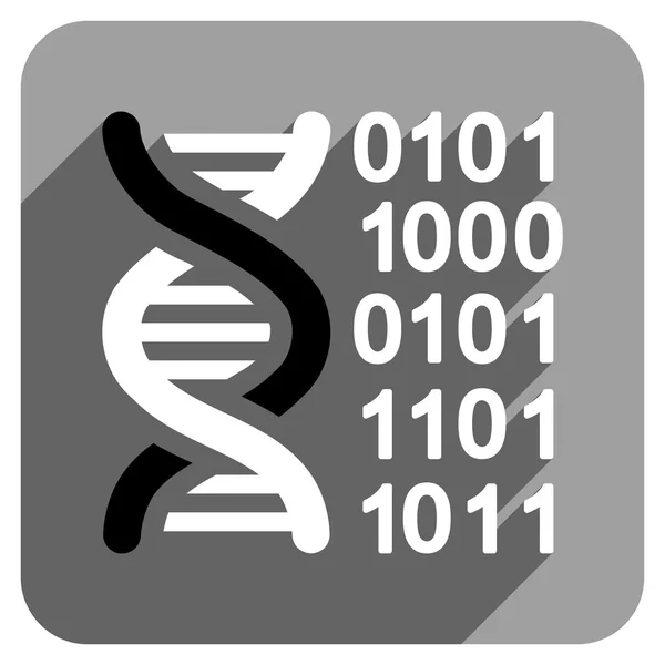 Genome Code Flat Square Icon with Long Shadow — стоковый вектор