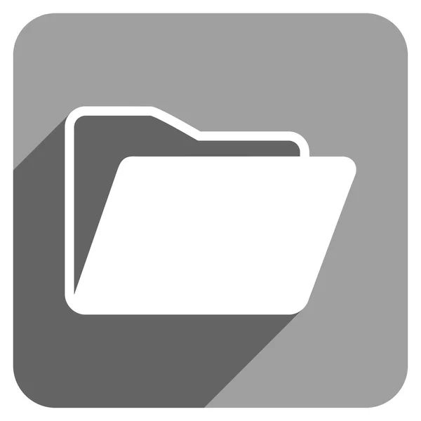 Open Folder Flat Square Icon with Long Shadow — стоковий вектор