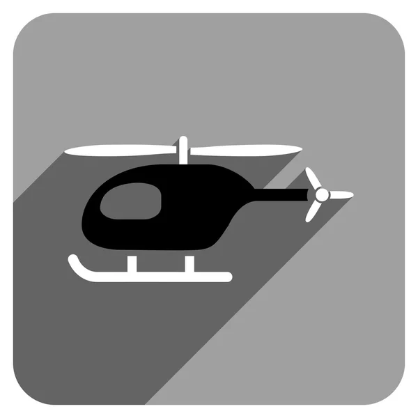 Helicopter Flat Square Icon with Long Shadow — Stock Vector