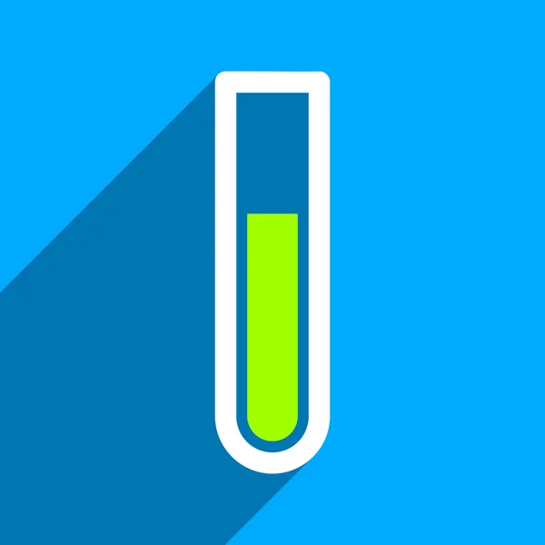 Ícone quadrado plano do tubo de teste com sombra longa —  Vetores de Stock