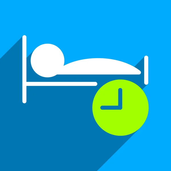 Alvás időben Flat Square ikon hosszú árnyéka — Stock Vector