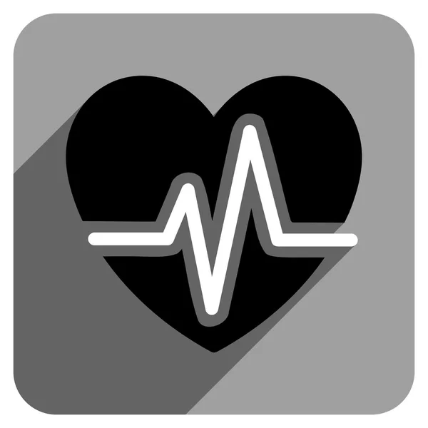 Diagrama del corazón Icono cuadrado plano con sombra larga — Vector de stock