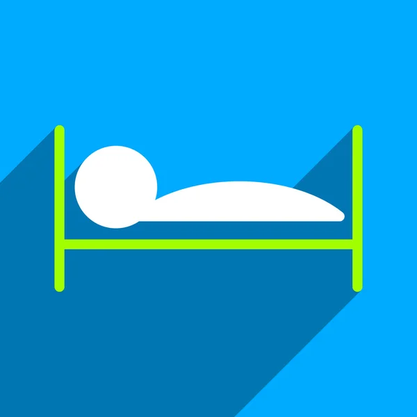 Patient Bed Flat Square Icon with Long Shadow — Stock Vector