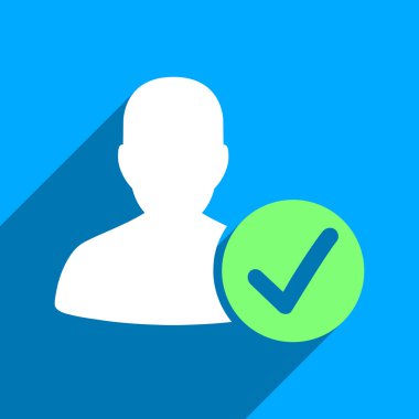 Uzun gölge ile geçerli kullanıcı düz kare simgesi