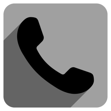 Phone Receiver Flat Square Icon with Long Shadow