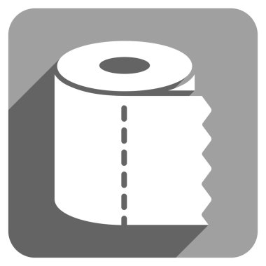 Uzun gölge ile tuvalet kağıdı rulo düz kare simgesi
