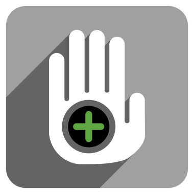 Uzun gölge ile el tıbbi Marker düz kare simgesi