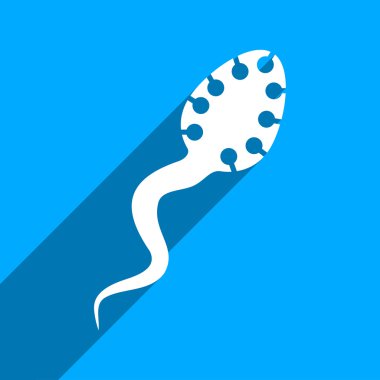 Infectious Microbe Flat Square Icon with Long Shadow