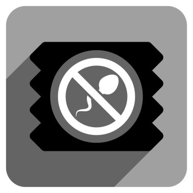 Uzun gölge ile sperm öldürücü prezervatif düz kare simgesi