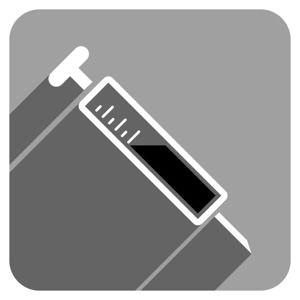 Ícone quadrado liso da injeção com sombra longa —  Vetores de Stock