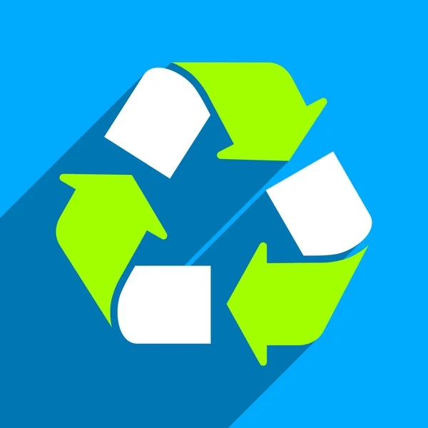 Recycler l'icône carrée plate avec l'ombre longue — Image vectorielle