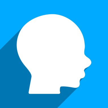 Head Profile Flat Square Icon with Long Shadow