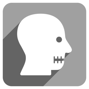 Uzun gölge ile dikili ağız düz kare simgesi