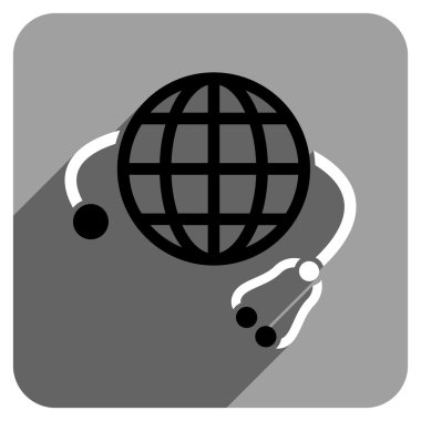 Uzun gölge ile küresel ilaç düz kare simgesi