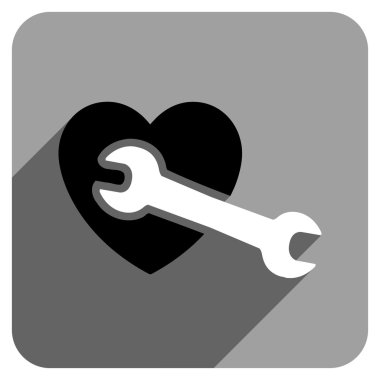 Uzun gölge ile kalp ameliyatı düz kare simgesi