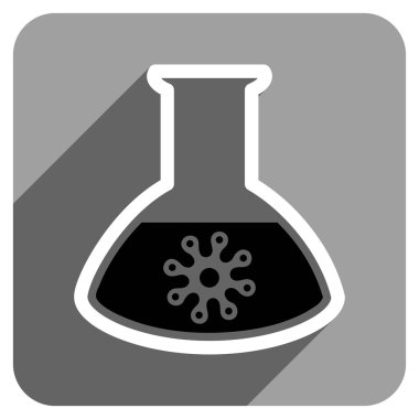Uzun gölge ile enfeksiyon konteyner Flask düz kare simgesi