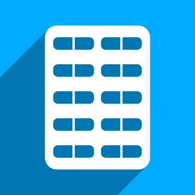 Pill Blister Flat Square Icon with Long Shadow