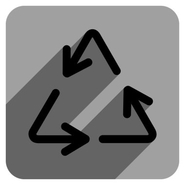 Uzun gölge ile geri dönüşüm oklar düz kare simgesi