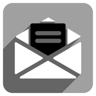 Uzun gölge ile açık posta düz kare simgesi