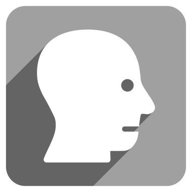 Patient Head Flat Square Icon with Long Shadow