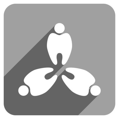 Uzun gölge ile üç diş düz kare simgesi