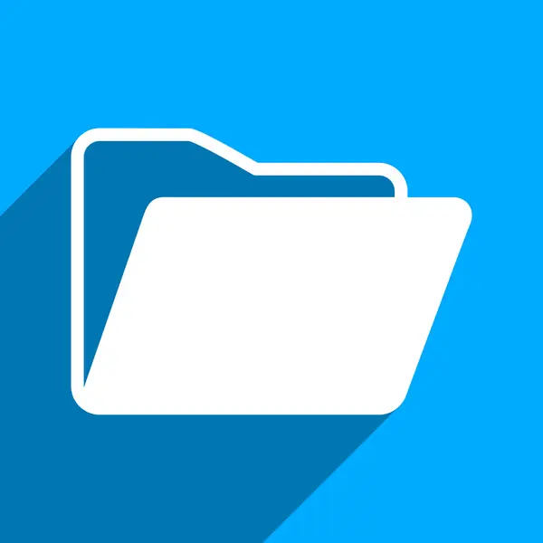 Open Folder Flat Square Icon with Long Shadow — Διανυσματικό Αρχείο