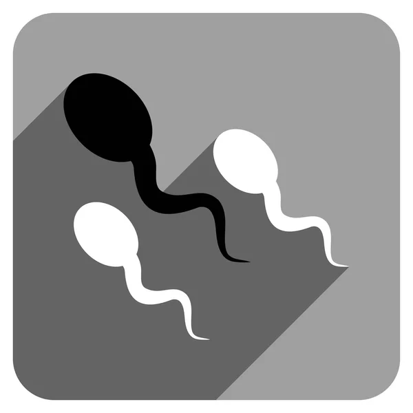Ícone quadrado liso do esperma com sombra longa —  Vetores de Stock