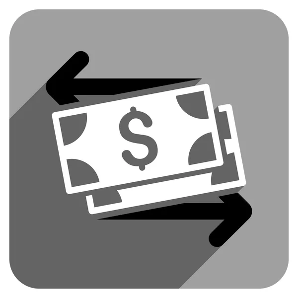 Spend Banknotes Flat Square Icon with Long Shadow — ストックベクタ