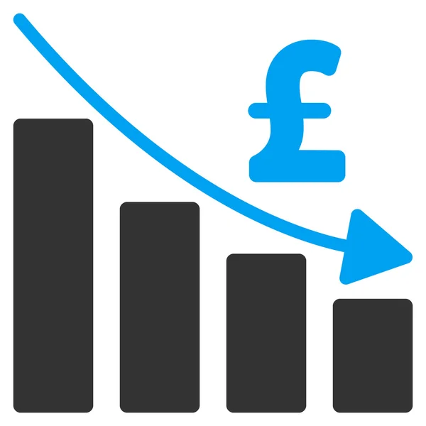 Gráfico de barra de recesión de libra Símbolo de icono de vector plano — Vector de stock