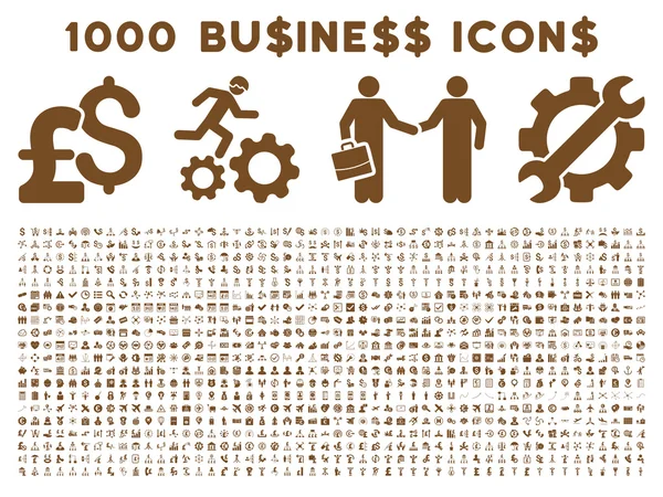 1000 плоских векторных бизнес-икон — стоковый вектор