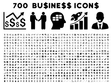 700 düz vektör iş ikonları/simgeleri