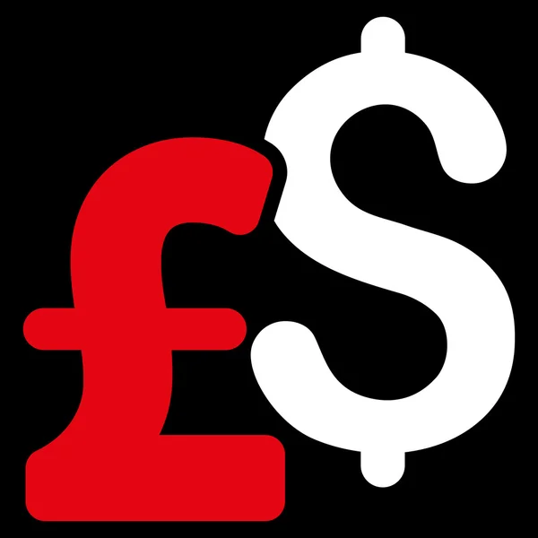 Symbol für flache Vektor-Symbole in Dollar und Pfund — Stockvektor