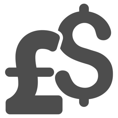 Dolar ve Pound para birimi düz vektör simgesi simgesi
