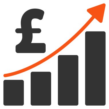 Lirası mali çubuk grafik düz vektör simgesi simgesi