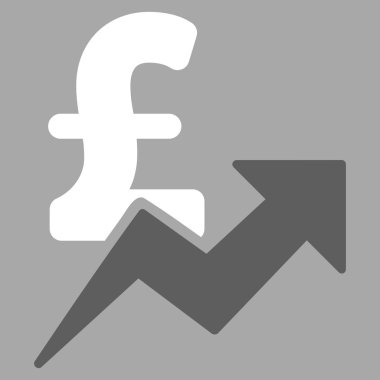 Pound Satış büyüme düz vektör simgesi simgesi