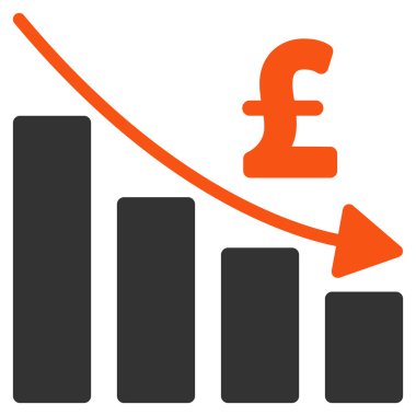 Lirası durgunluk Bar grafik düz vektör simgesi simgesi