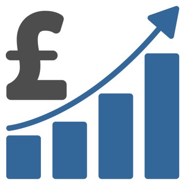 Pound Satış büyüme grafik düz vektör simgesi simgesi