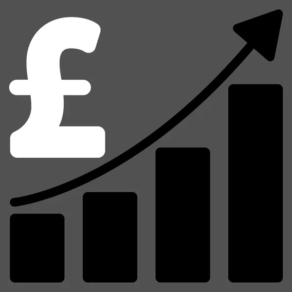 Gráfico de crecimiento de ventas de libra Símbolo de icono de vector plano — Vector de stock