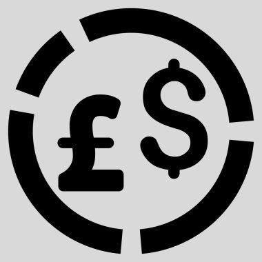 Lirası ve Doları Döviz Alım diyagramı düz vektör simgesi simgesi