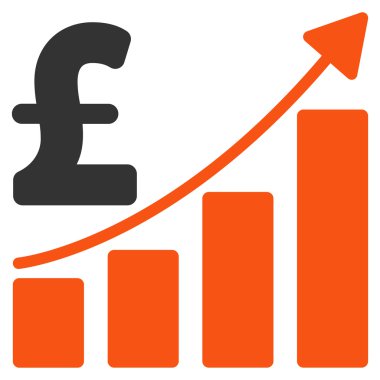 Pound Satış büyüme grafik düz vektör simgesi simgesi