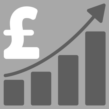 Pound Satış büyüme grafik düz vektör simgesi simgesi