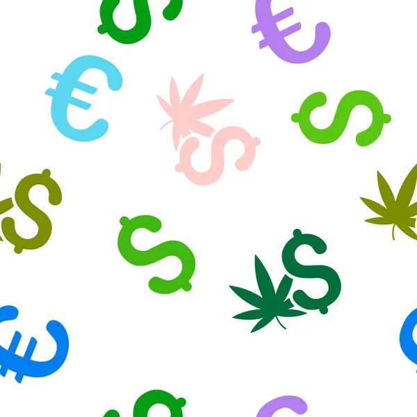 Cannabis Business Seamless Flat Vector Pattern — Stock Vector