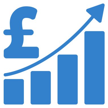 Pound Satış büyüme grafik düz vektör simgesi simgesi
