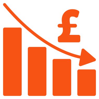 Lirası durgunluk Bar grafik düz vektör simgesi simgesi