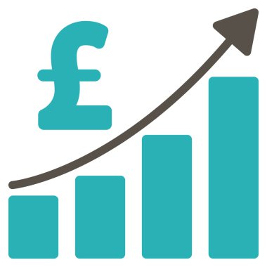 Lirası mali çubuk grafik düz vektör simgesi simgesi