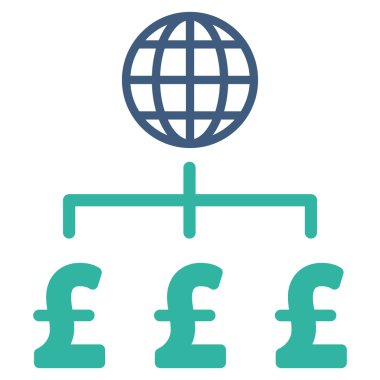Küresel Pound ödeme düz vektör simgesi simgesi
