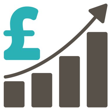 Pound Satış büyüme grafik düz vektör simgesi simgesi